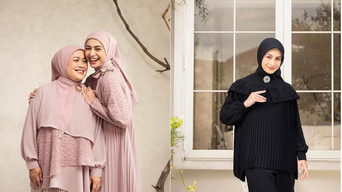 8 Gaya Sintya Marisca Jadi Model Busana Muslim, Tampil Kompak dengan Sang Mama