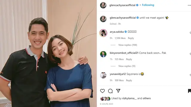 Pemain Ikatan Cinta Tulis Kalimat Perpisahan untuk Arya Saloka (Foto: Instagram @glencachysaraofficial)