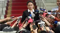 Menteri Luar Negeri Retno Marsudi menjelaskan mengenai kuota haji. (Liputan6.com/Ahmad Romadoni)