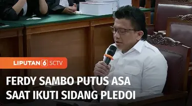 Terdakwa Ferdy Sambo menjalani sidang pembacaan nota pembelaan atas tuntutan hukuman seumur hidup oleh JPU, terkait kasus pembunuhan Brigadir Yosua. Sambo mengaku putus asa dan frustasi, serta merasa pembelaannya dalam kasus ini akan sia-sia.