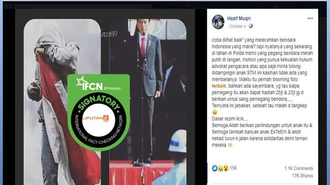 [Cek Fakta] Pelajar STM DiklaimDitahan karena Lecehkan Bendera Merah Putih, Ini Faktanya