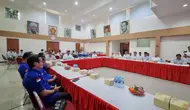 Ketua DPD Partai Gerindra Jateng Sudaryono hadir langsung menyambut koleganya dari Demokrat, Rinto Subekti dalam agenda silaturahmi lebaran. (Ist).