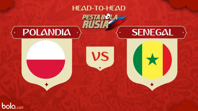 Berikut head to head kekuatan sebelum pertandingan antara Polandia vs Senegal di Piala Dunia 2018.