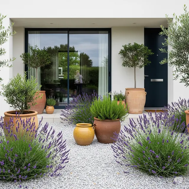 Taman Mediterania dengan Sentuhan Lavender