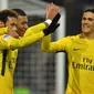 Neymar, Kylian Mbappe, dan Edinson Cavani berhasil mencetak gol sekaligus mengantarkan Paris Saint-Germain menang 4-1 atas Rennes pada pekan ke-18 Ligue 1 Prancis, di Roazhon Park, Sabtu (16/12/2017) waktu setempat. (AFP/Loic Venance)