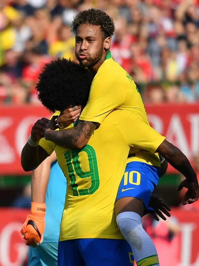 Selebrasi Neymar Usai Cetak Gol ke Gawang Austria