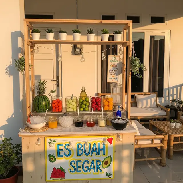 Ide Jualan Minuman Dingin di Teras Rumah Type 45 saat Musim Kemarau (Gemini AI)