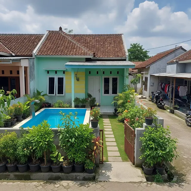 9 Contoh Rumah di Kampung Tapi Punya Kolam Renang Mini, Hunian Asri dan Modern