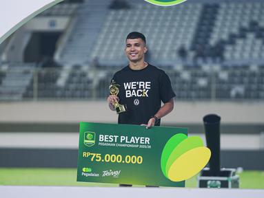 Gustavo Tocantins berhasil meraih pemain terbaik di arena Pegadaian Championship 2025/26. (Bola.com/Abdul Aziz)