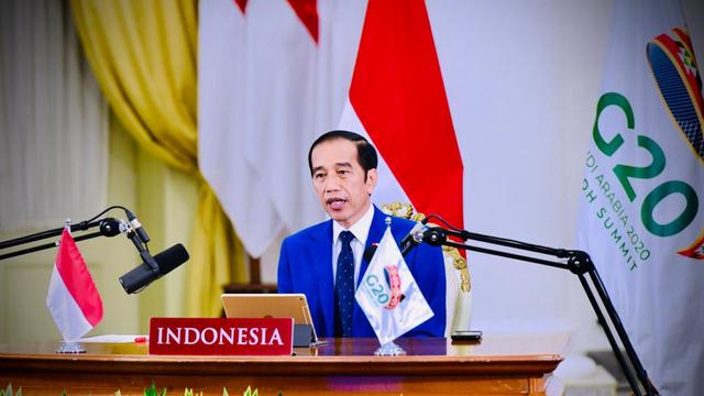 Presiden Joko Widodo atau Jokowi mengikuti Konferensi Tingkat Tinggi (KTT) G-20 secara virtual