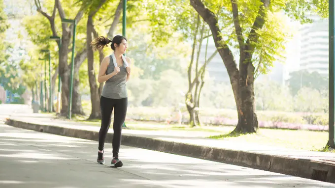 Ilustrasi jalan kaki di pagi hari