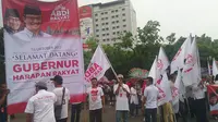 Pendukung Gubernur dan Wagub DKI Jakarta Anies Baswedan-Sandiaga Uno (Liputan6.com/ Rezki Apriliya Iskandar)