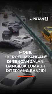 Mobil "Bergelimpangan" di Tengah Jalan, Bangkok Lumpuh Diterjang Banjir!