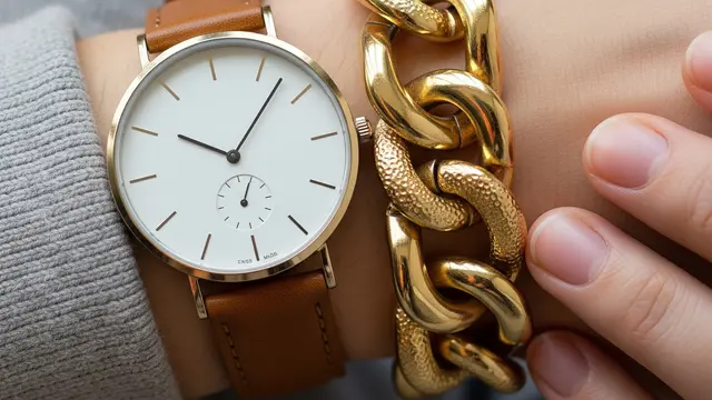Mix & Match Gelang Emas dengan Jam Tangan