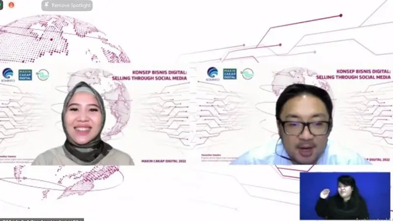 Kementerian Komunikasi dan Informatika Republik Indonesia (Kemenkominfo) berkolaborasi dengan Gerakan Nasional Literasi Digital   Siberkreasi menggelar webinar untuk berbagai kelompok masyarakat/komunitas di wilayah Sumatera dengan tema “Konsep Bisnis Dig
