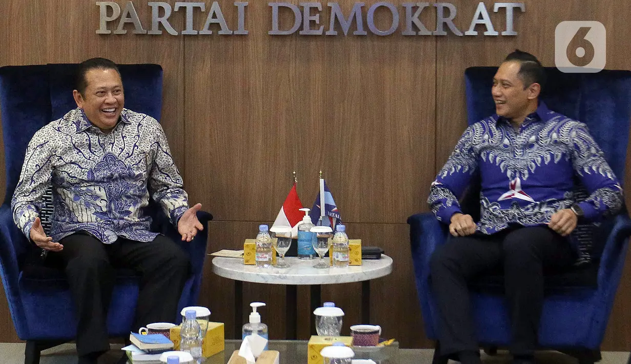 Hari ini, Selasa (16/7/2024), pimpinan MPR RI menyambangi kantor Dewan Pimpinan Pusat (DPP) Partai Demokrat. (Liputan6.com/Herman Zakharia)