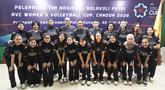 Para pemain Timnas Voli Indonesia pada upacara pelepasan untuk kejuaraan AVC Women's Volleyball Cup yang dilakukan di Padepokan Voli Jenderal Polisi Kunarto, Sentul, Selasa (2/6/2026).