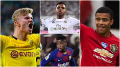 Mason Greenwood menjadi salah satu pemain belia yang tampil mengagumkan di lini depan Manchester United. Selain Mason Greenwood, ada beberapa pemain muda lain yang cemerlang dalam koleksi gol dan assist. Berikut 7 pemain belia dengan gol dan Assist terbanyak. (kolase foto AFP)