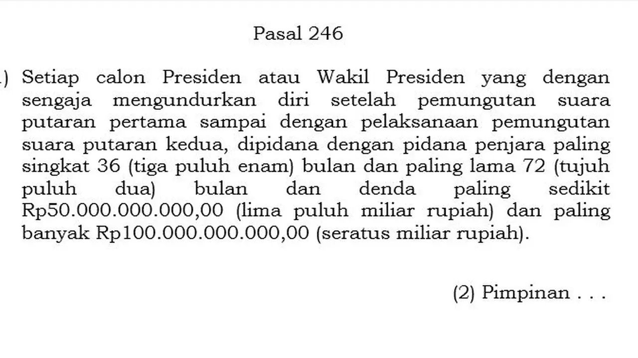 Mundur Pilpres, Prabowo Terancam Pidana 3 Tahun