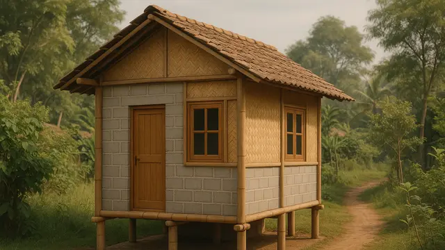 Model Rumah Kecil Tapi Cantik 3x6 Meter dari Bambu dan Batako