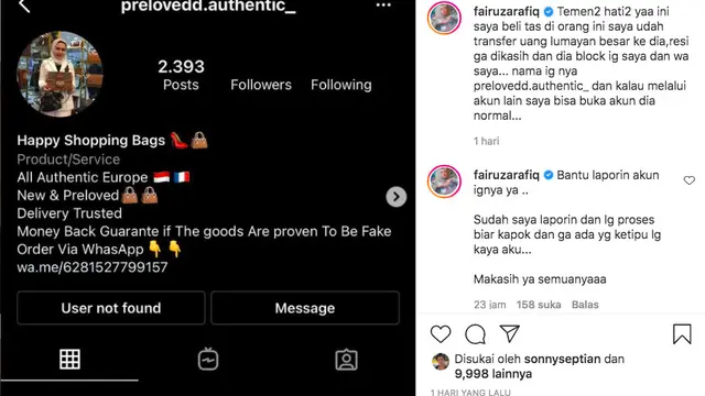 Fairuz A Rafiq itu diketahui menjadi korban penipuan setelah melakukan transaksi online.