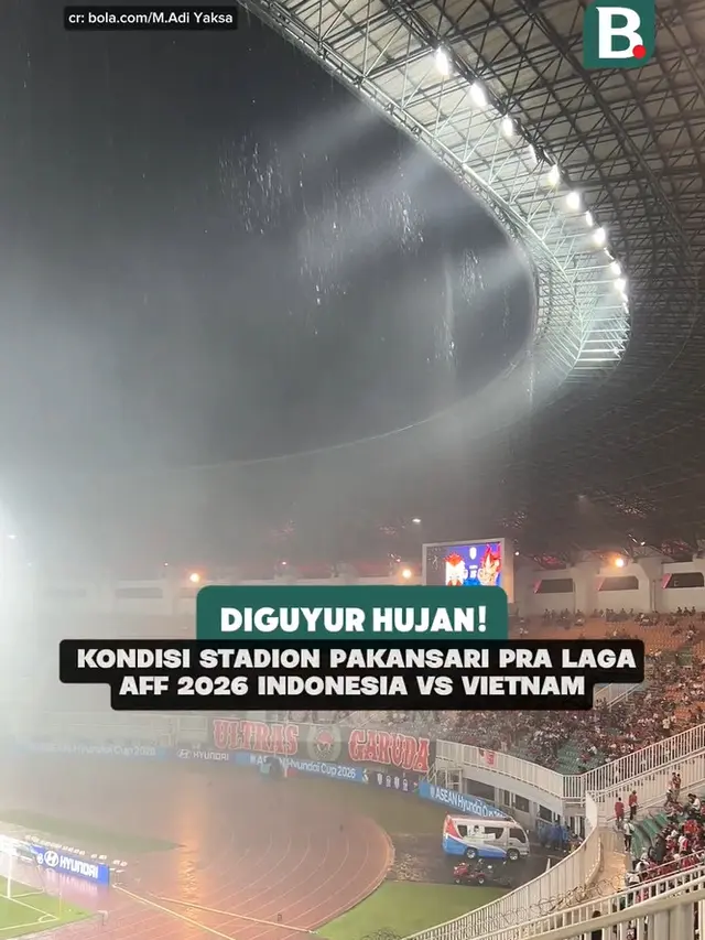 Diguyur hujan! Kondisi Stadion Pakansari Bogor jelang laga Timnas Indonesia vs Vietnam