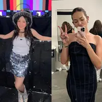 Kallula tampil kece dengan padu padan wide-leg jeans, boots, dan leather jacket. [Instagram/kallula]