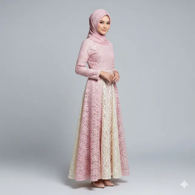 Inspirasi Long Dress Muslim Kombinasi Warna Pastel Kekinian. Gemini