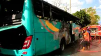 Bus AKAP terbakar, Sopir dan Penumpang Panik