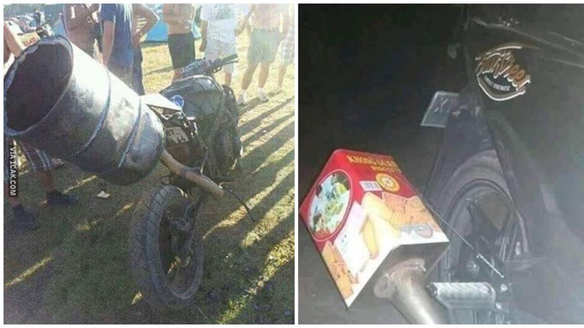 7 Modifikasi Nyeleneh Knalpot Sepeda Motor Ini Bikin Tepuk Jidat - Hot