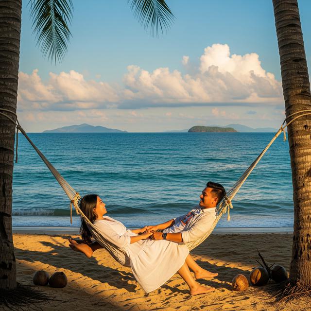 Prompt Gemini AI di Pantai bersama Pasangan/ Ilustrasi AI