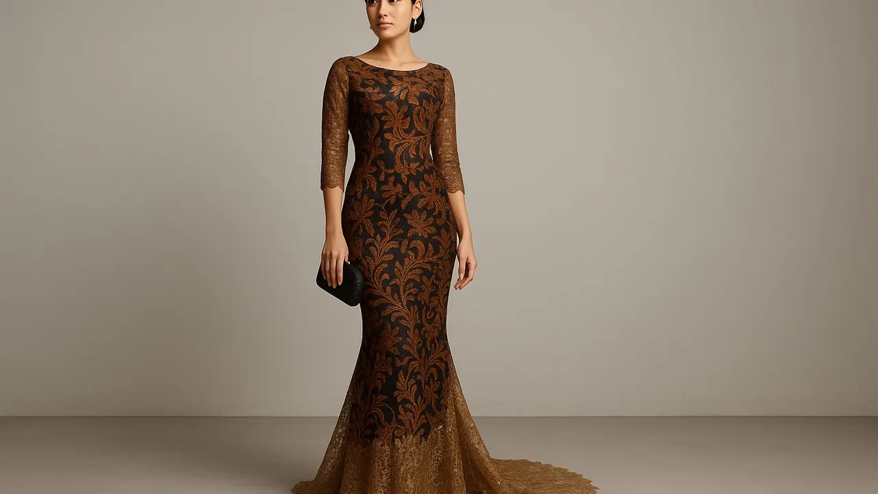 Model Long Dress Batik Kombinasi Brokat Lengan 3/4, Pilihan Elegan untuk Acara Formal