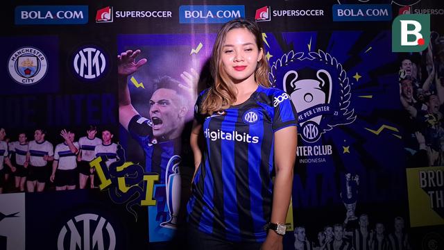 Andina, pencinta Inter Milan yang nonton bareng (nobar) final Liga Champions 2022/2023 antara Manchester City melawan Inter Milan.