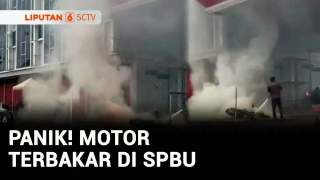 VIDEO: Detik-Detik Motor Terbakar saat Antre Isi BBM di SPBU Tanjung Pinang
