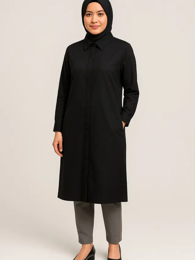 Baju Tunik Kantor Berjilbab Modern 2025 (Foto: ChatGPT)