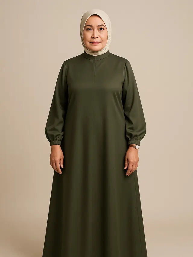 Model Gamis A-Line untuk Ibu-ibu Usia 50 Tahunan (Foto: ChatGPT)