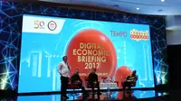 Menkominfo Rudiantara di Indosat Ooredoo Digital Economic Briefing 2017, Kamis (16/11/2017). (Liputan6.com/Jeko Iqbal Reza)