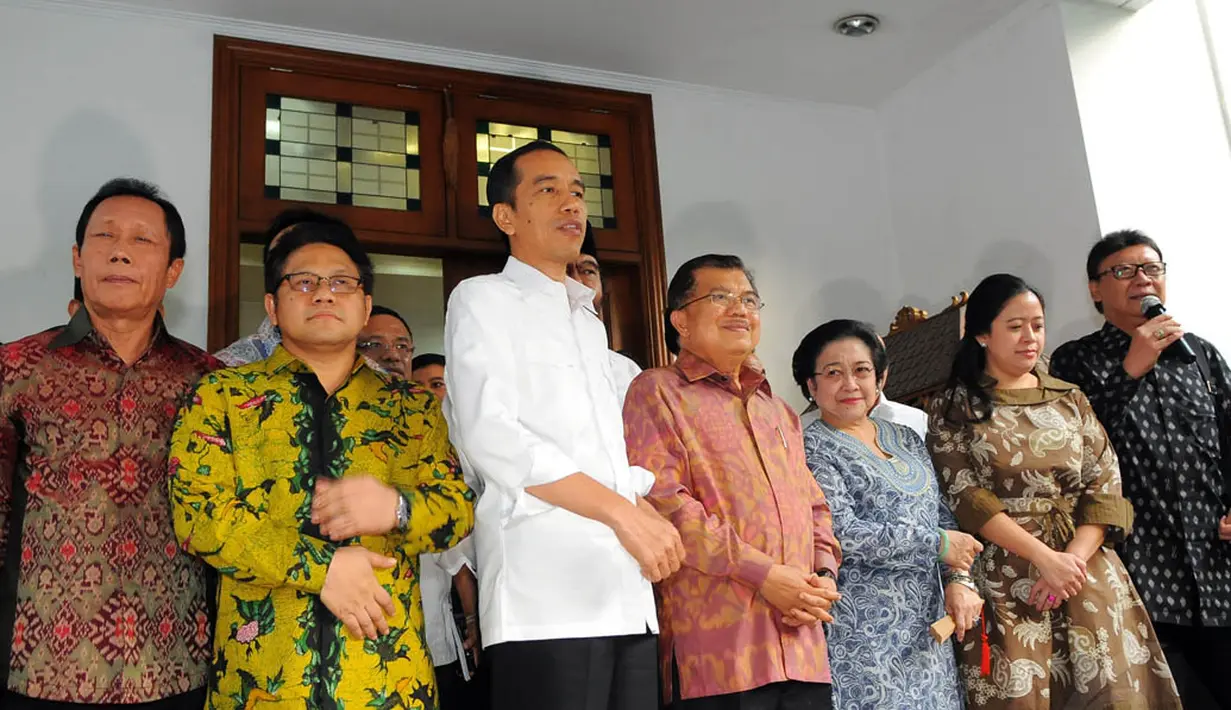 Koalisi Indonesia Hebat (KIH)berkumpul di rumah Ketua Umum PDIP Megawati Soekarnoputri, Jakarta, (5/10/14). (Liputan6.com/Faisal R Syam)