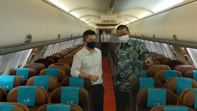 Perusahaan tambang PT Putra Perkasa Abadi (PPA), charter maskapai nasional Garuda Indonesia untuk kegiatan 7 ribu tenaga kerjanya. (Pramita/Liputan6.com)