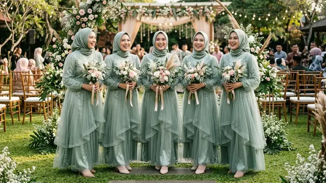 Model Baju Bridesmaid Hijab (Foto: Gemini AI)