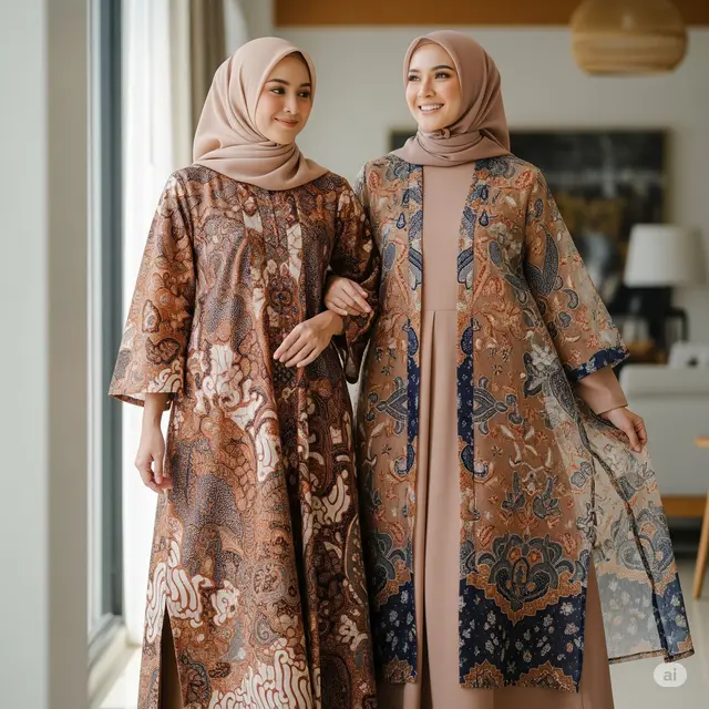 Long Dress Batik Slit Samping Syar’i. Foto: Gemini