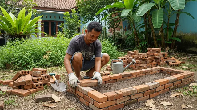 Cara Membuat Bedengan Sayur dari Bata Bekas Tanpa Semen