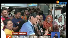 Sandi sempat kaget melihat inovasi pedagang yang membuat tempe kemasan sachet seharga Rp 350 rupiah.