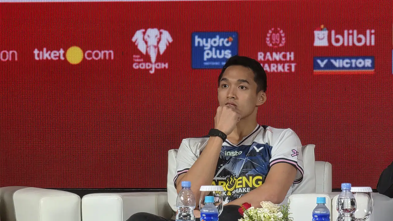 Jonatan Christie saat jumpa pers Polytron Indonesia Open 2026