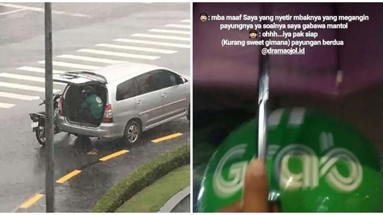 Momen Driver Ojek Online Lupa Bawa Jas Hujan Ini Bikin Senyum-Senyum