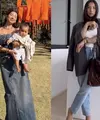 Denim on denim berupa bandeau top dan rok denim asimetris dijamin akan membuat penampilanmu modis dan trendi. [Instagram/jenniferbachdim]