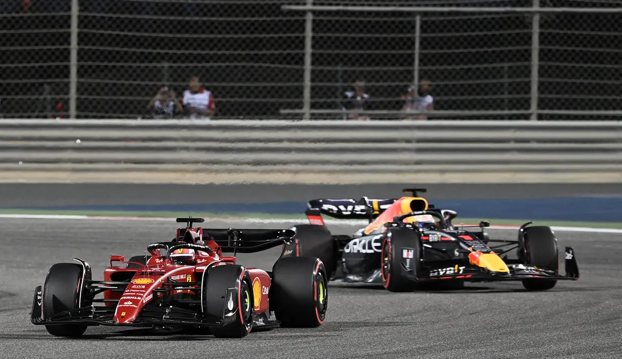 Lecrec pun sukses menyalip Max Verstappen dua kali sebelum memastikan podium tertinggi pada GP Bahrain. (AFP/Ozan Kose)