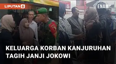 Keluarga korban Kanjuruhan berusaha temui Jokowi dan Erick Thohir. Hal itu terjadi saat Jokowi sedang lakukan kunjungan kerja ke Malang, Senin (24/7//2023)