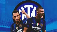 Inter Milan - Hakan Calhanoglu dan Edin Dzeko (Bola.com/Adreanus Titus)