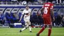 Dalam pertandingan ini, penyerang Cristiano Ronaldo mencetak dua gol ke gawang Luksemburg. (AFP/Kenzo TRIBOUILLARD)